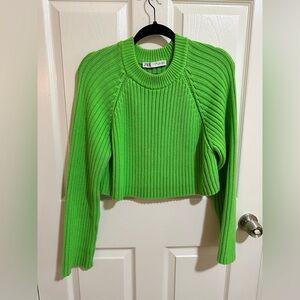 Zara cropped sweater size large neon green